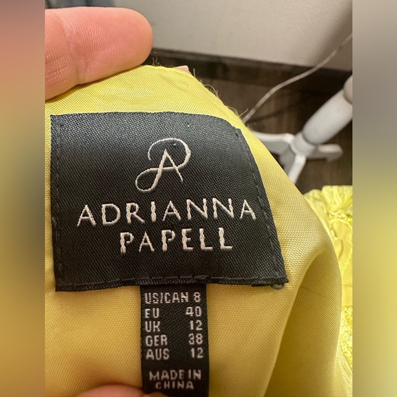 Adrianna Papell Dress Womens size 8 yellow green color flare bottom fit - Picture 6 of 17